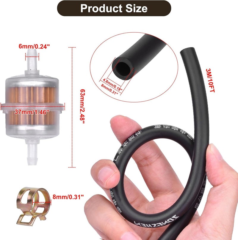 YTM 10 Feet 3/16 Inch ID Fuel Line with 2Pcs Fuel Filters for Kawasaki for honda Predator Lawn Mower Generator Chainsaws Go-Karts ATV Small Engine Generators X120 GX160 GX120 GX100 GX200 GX390 - Image 3